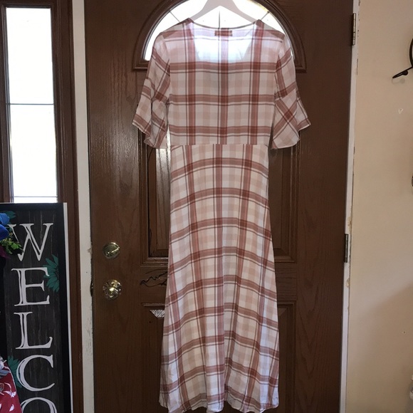 Urban Outfitters Wear Everywhere Plaid Button-Down V-Neck Maxi Dress - Picture 13 of 16